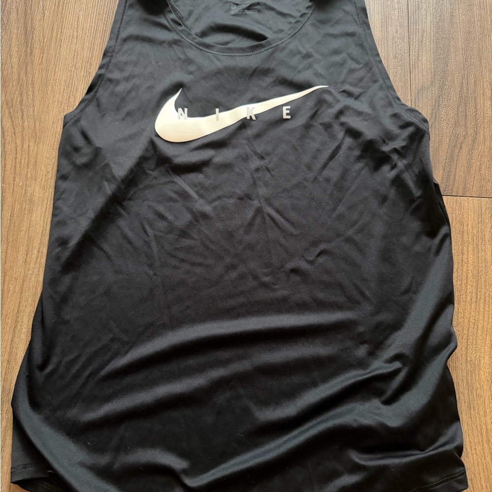 Nike Black Sleeveless Top with White Logo